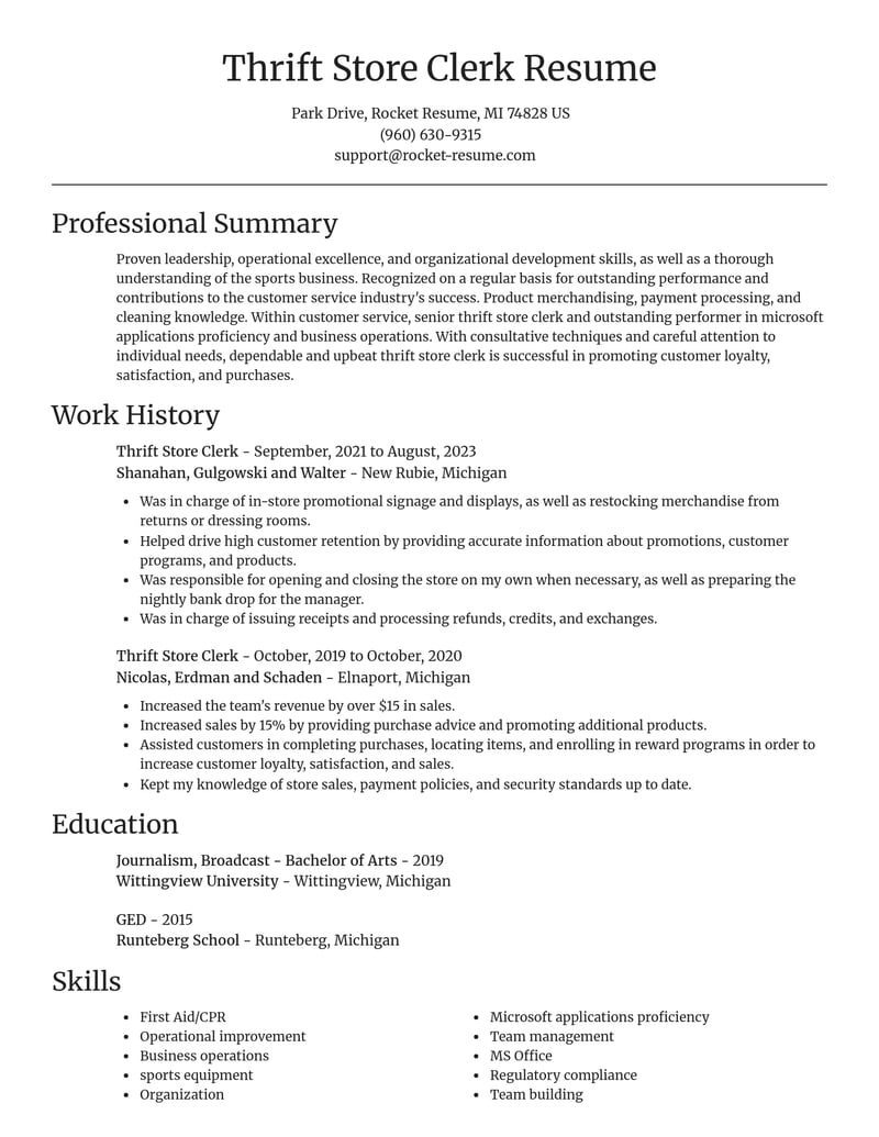 thrift store clerk customer service resume focal point template 2 foc