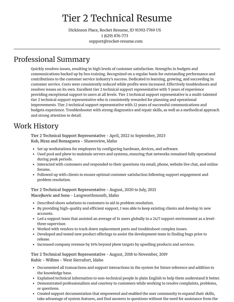 tier 2 technical support representative customer service resume focal point template 0 foc
