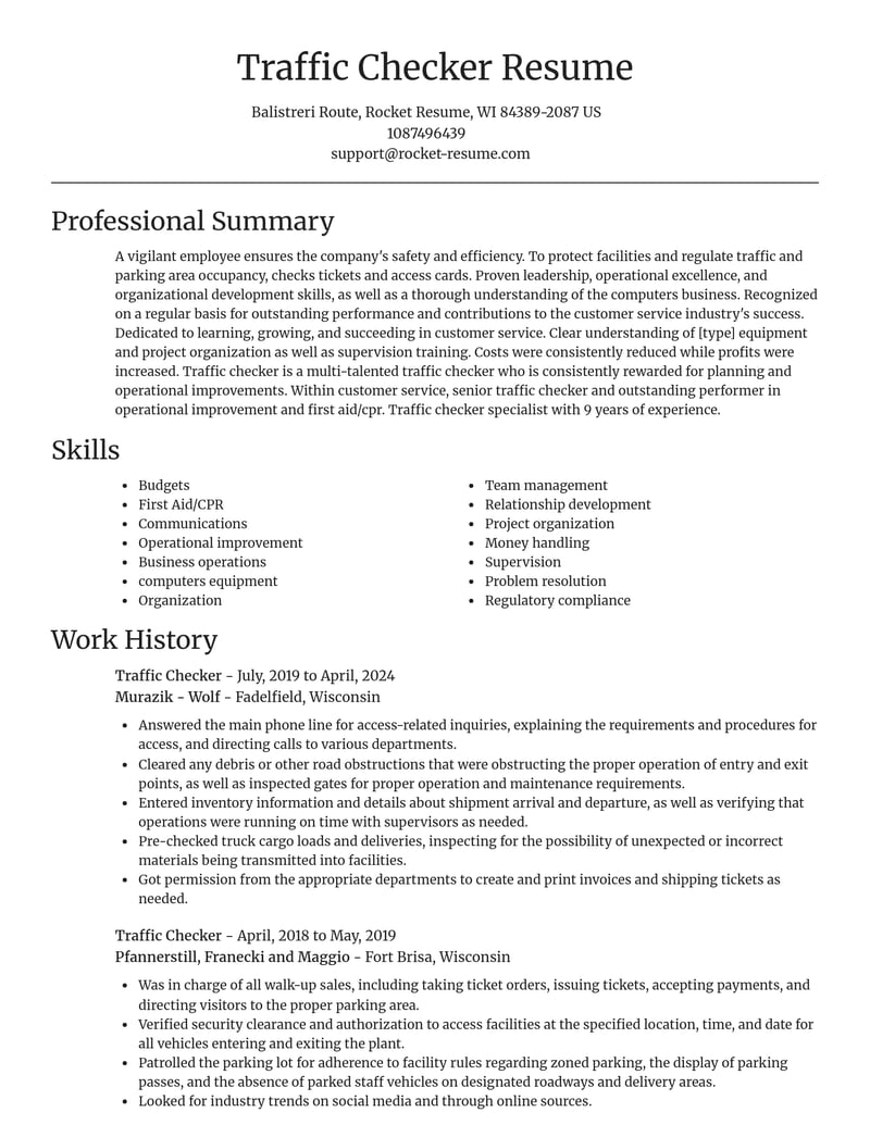 traffic checker customer service resume focal point template 2 foc