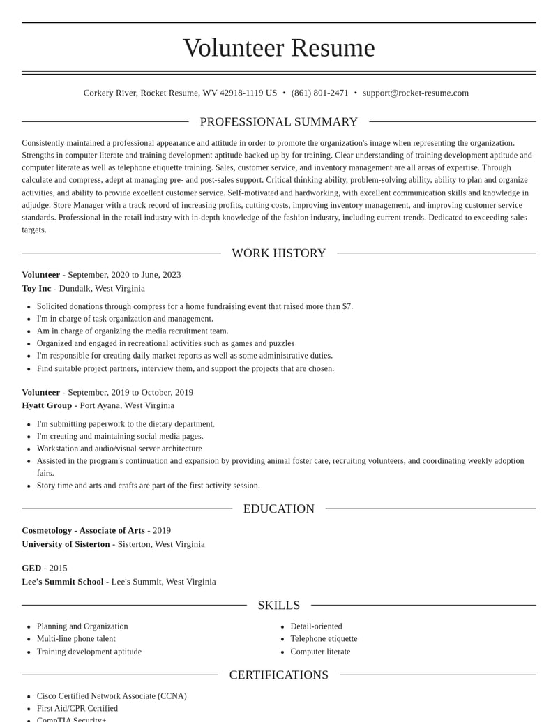 volunteer customer service resume elegant template 2 ele