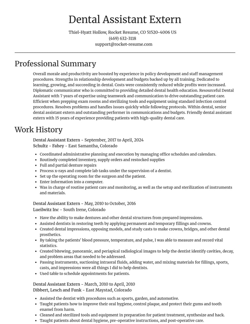dental assistant extern dental resume focal point template 0 foc