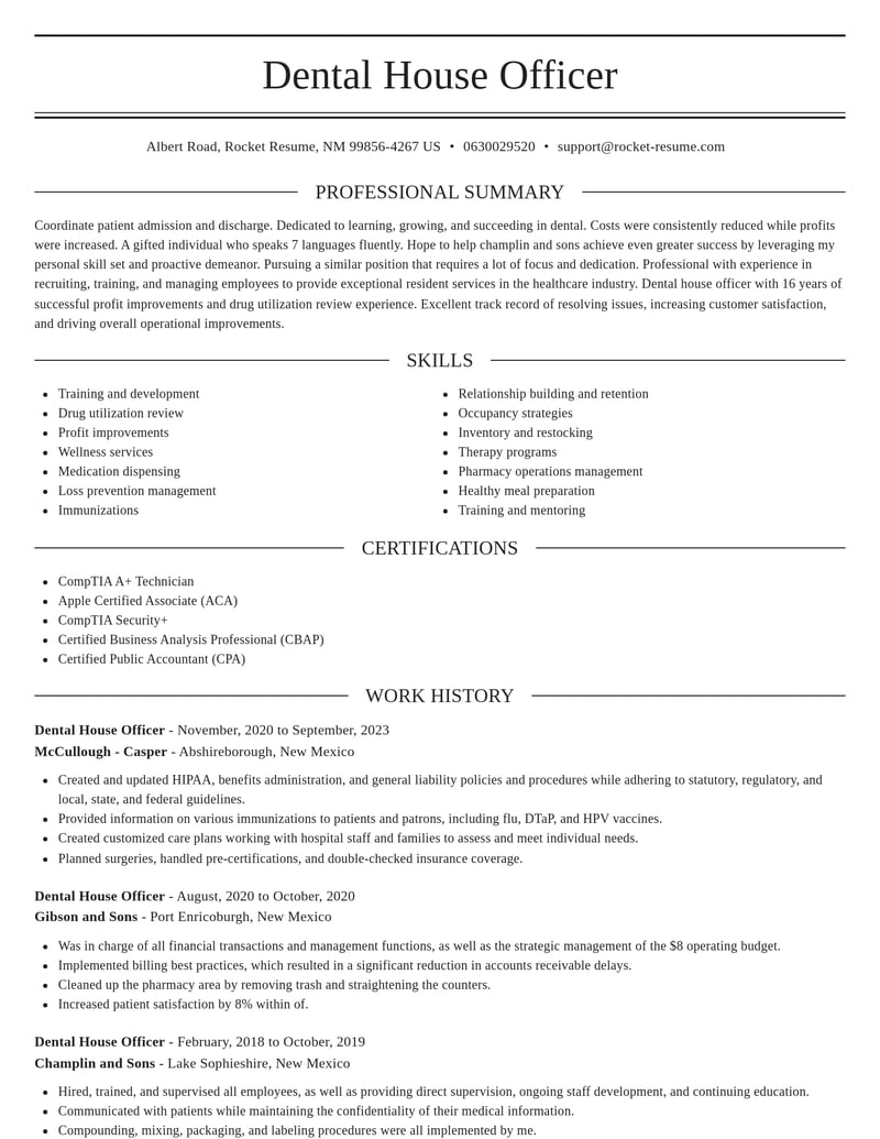 dental house officer dental resume elegant template 2 ele