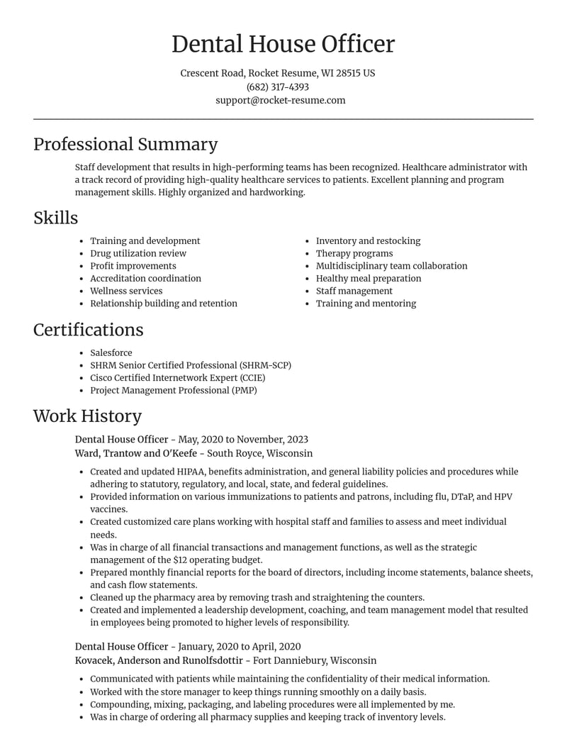 dental house officer dental resume focal point template 2 foc