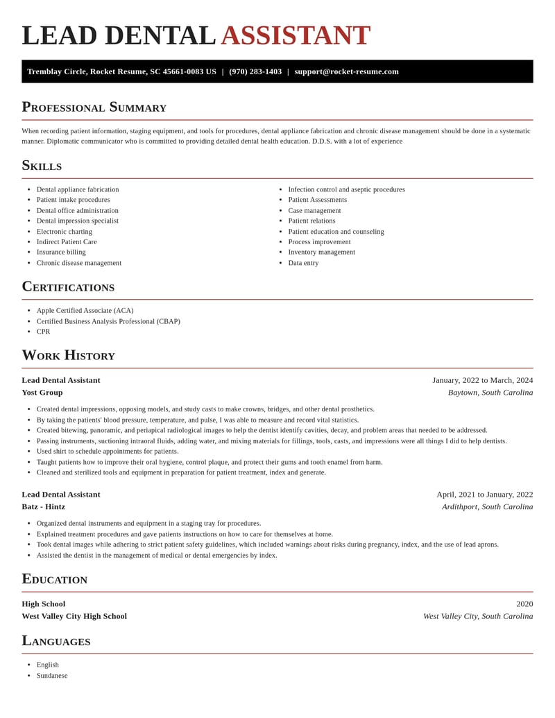 lead dental assistant dental resume exquisite template 2 exq