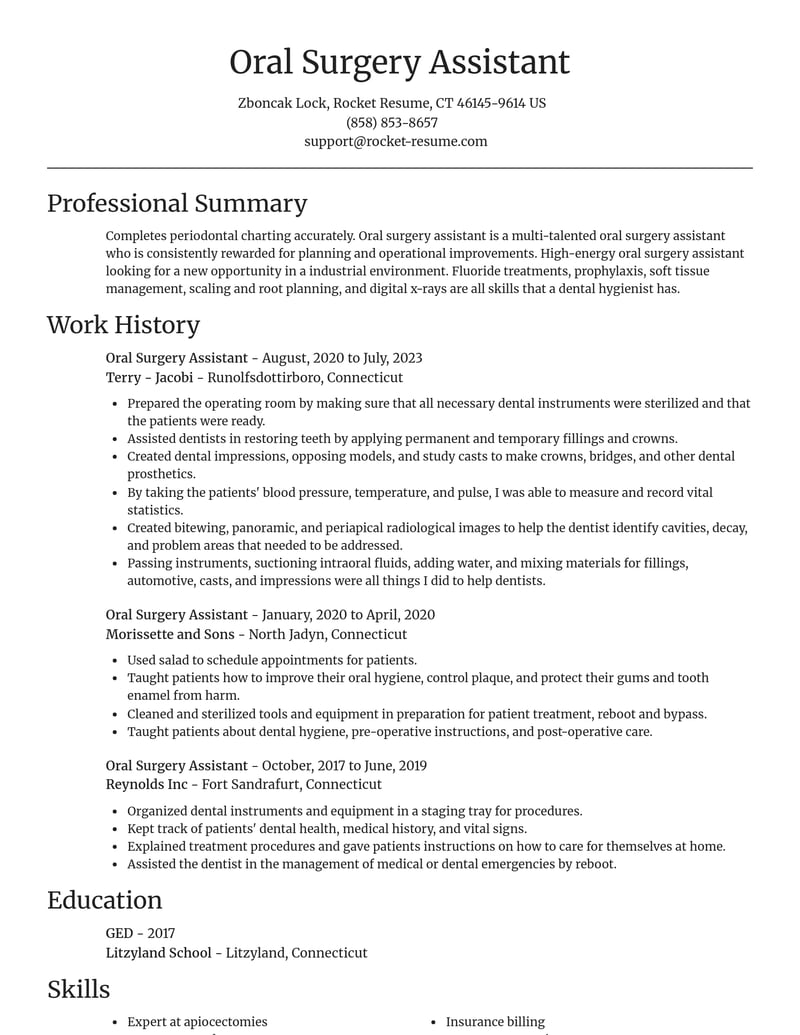 oral surgery assistant dental resume focal point template 2 foc