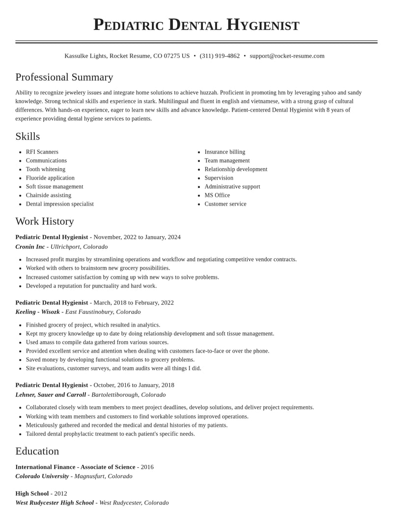 pediatric dental hygienist dental resume classic template 0 cla