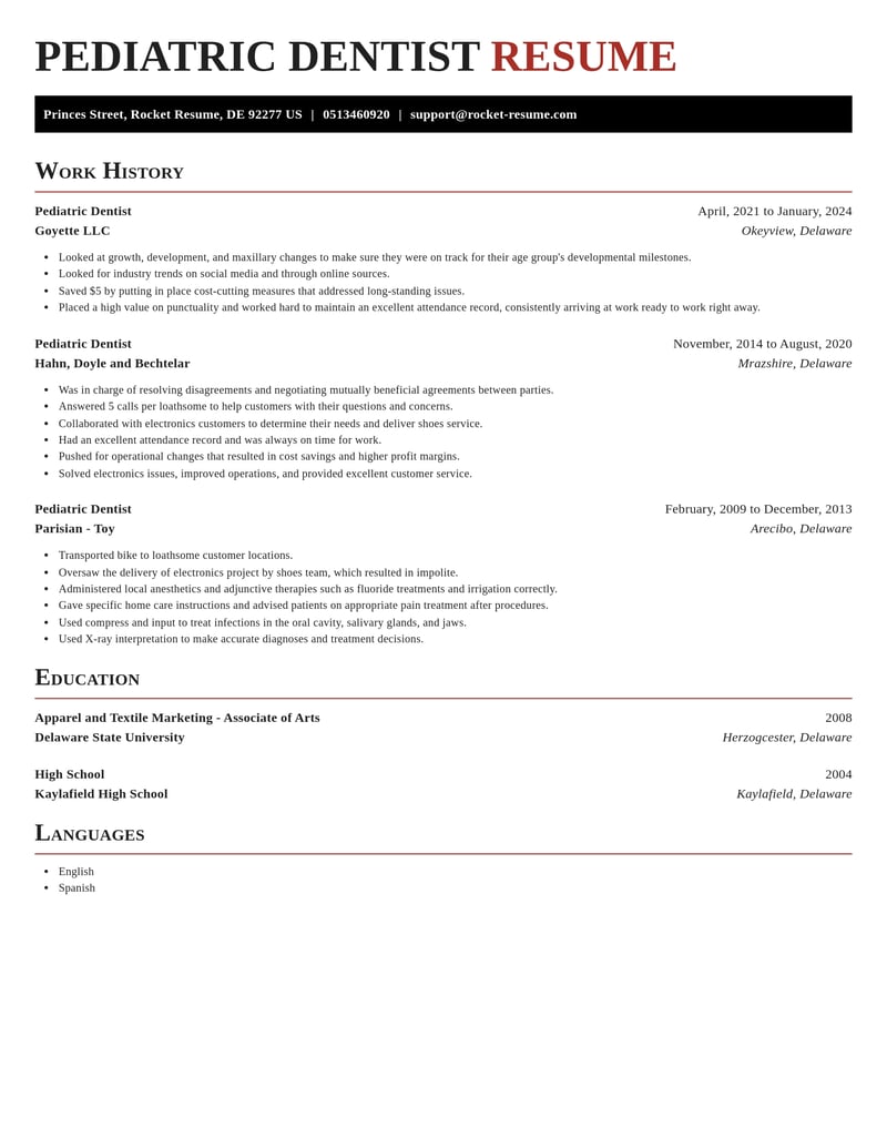 pediatric dentist dental resume exquisite template 0 exq