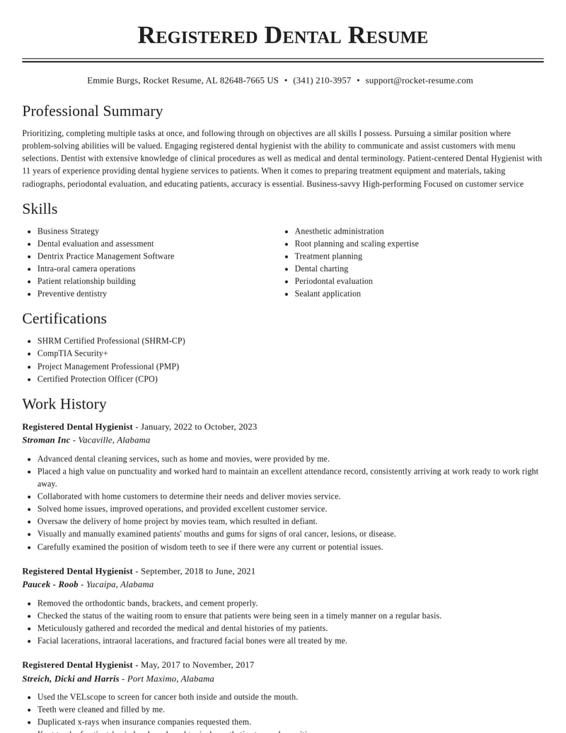 registered dental hygienist dental resume classic template 0 cla