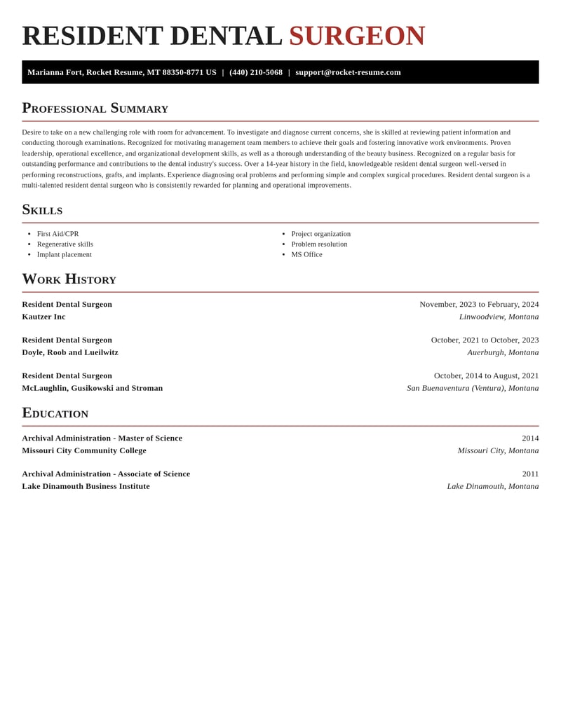 resident dental surgeon dental resume exquisite template 1 exq