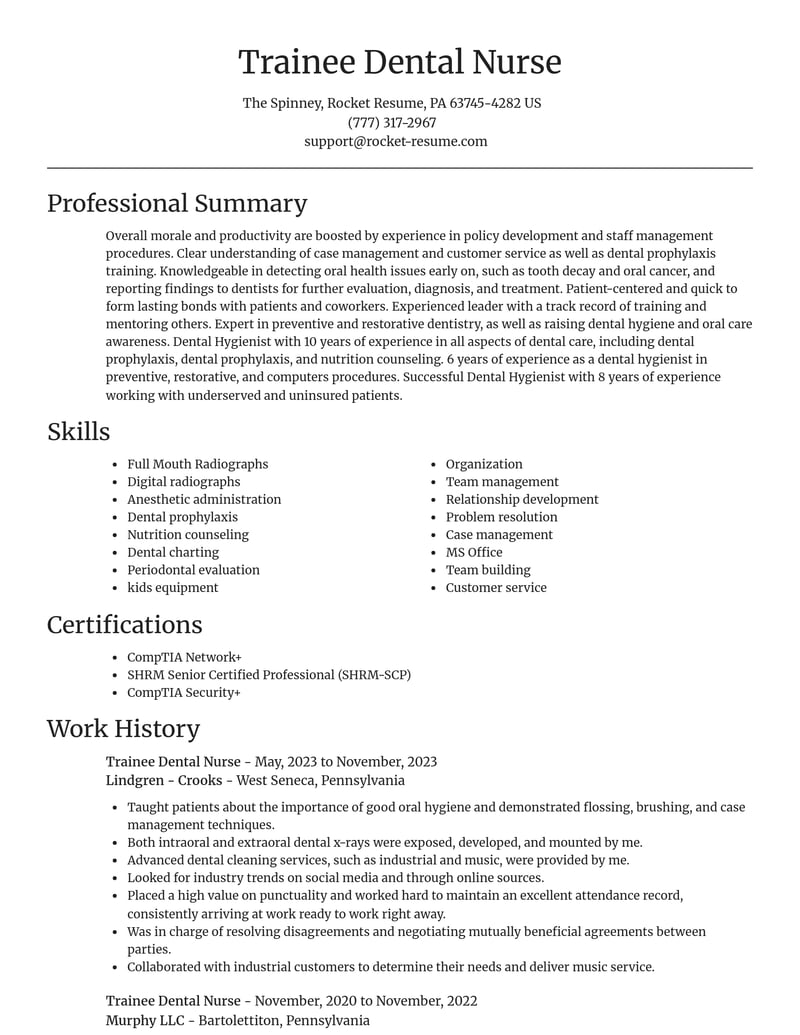 trainee dental nurse dental resume focal point template 0 foc