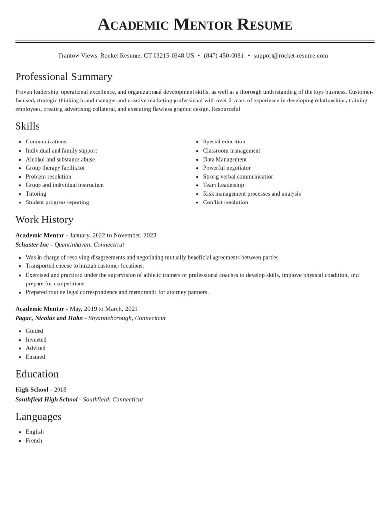 academic mentor education and training resume classic template 2 cla