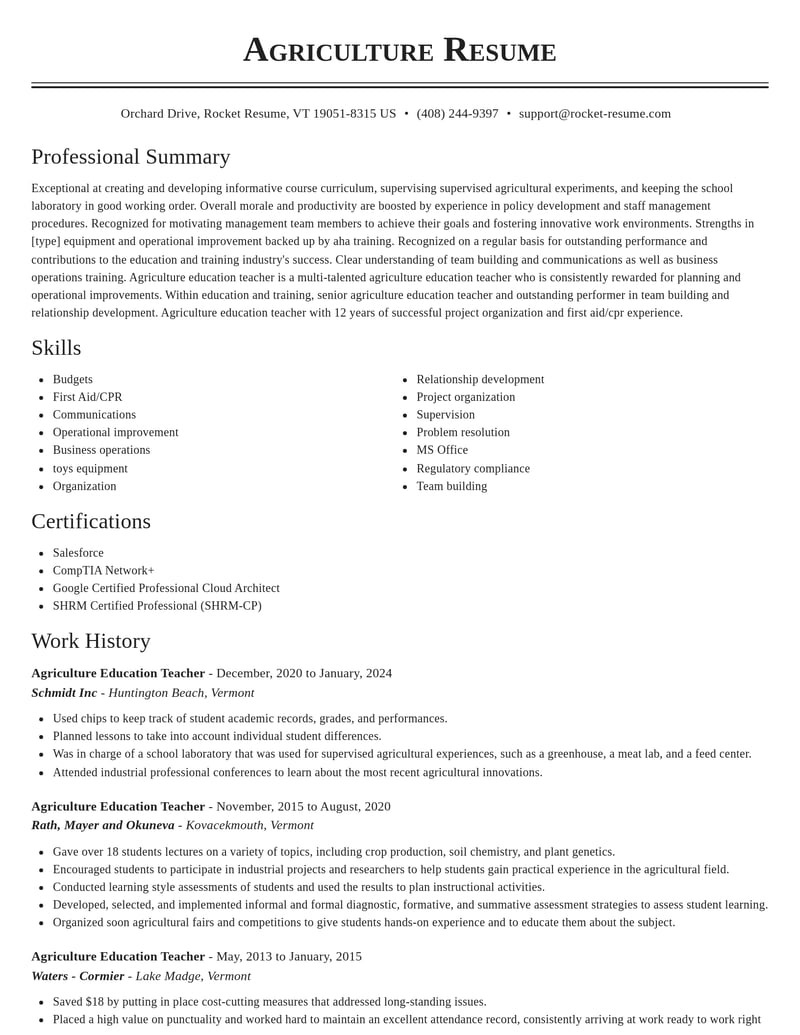 agriculture education teacher education and training resume classic template 2 cla
