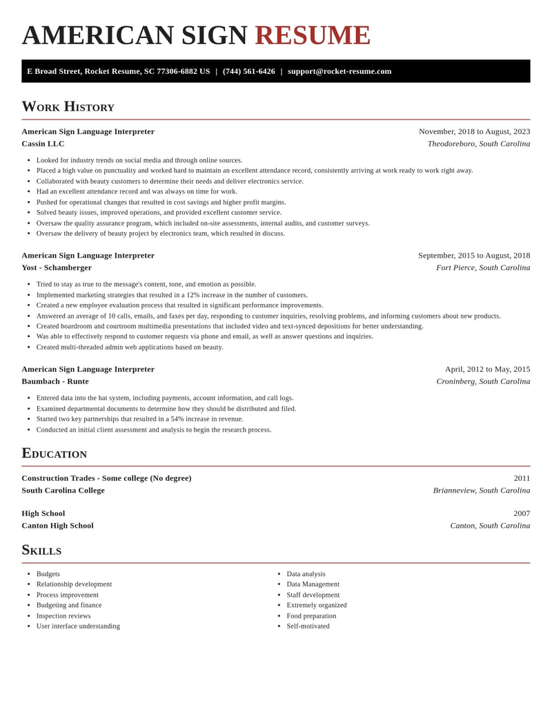 american sign language interpreter education and training resume exquisite template 2 exq