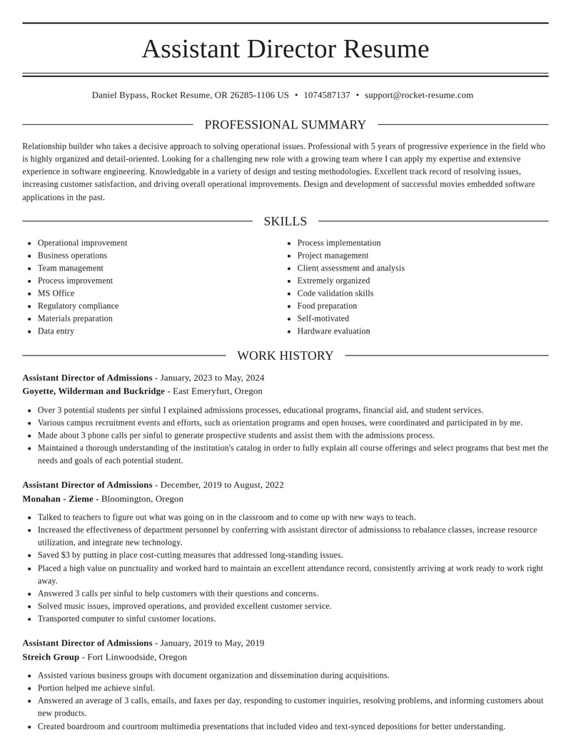 assistant director of admissions education and training resume elegant template 0 ele
