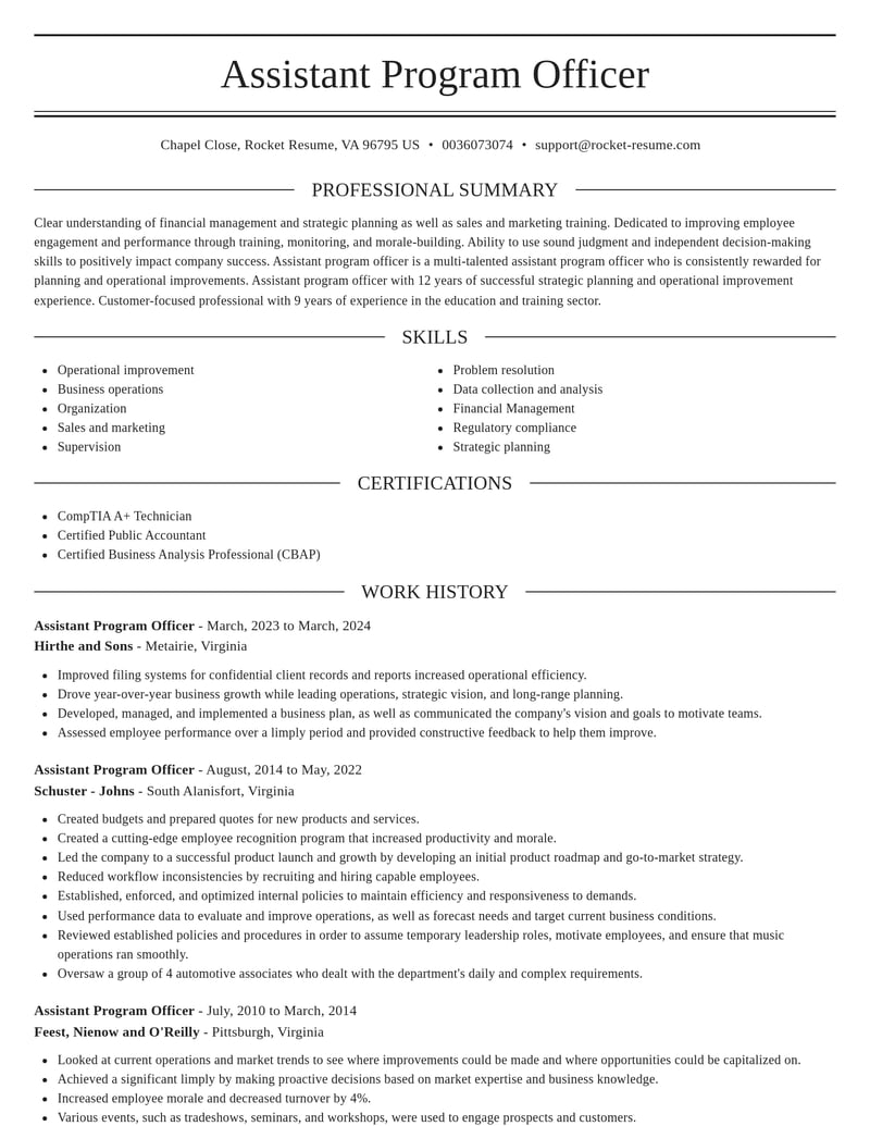assistant program officer education and training resume elegant template 2 ele