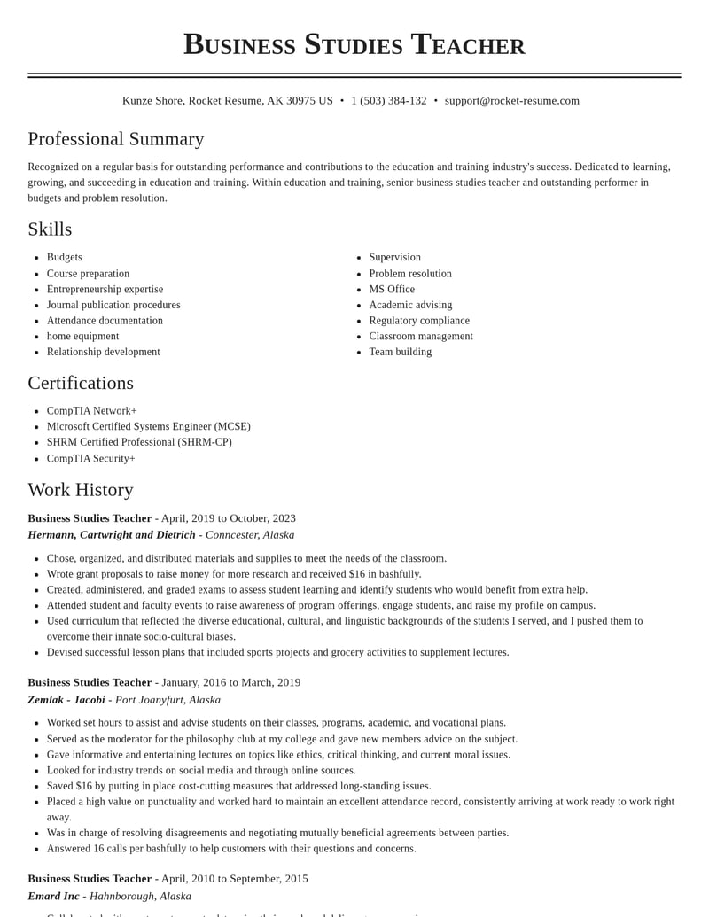 business studies teacher education and training resume classic template 0 cla