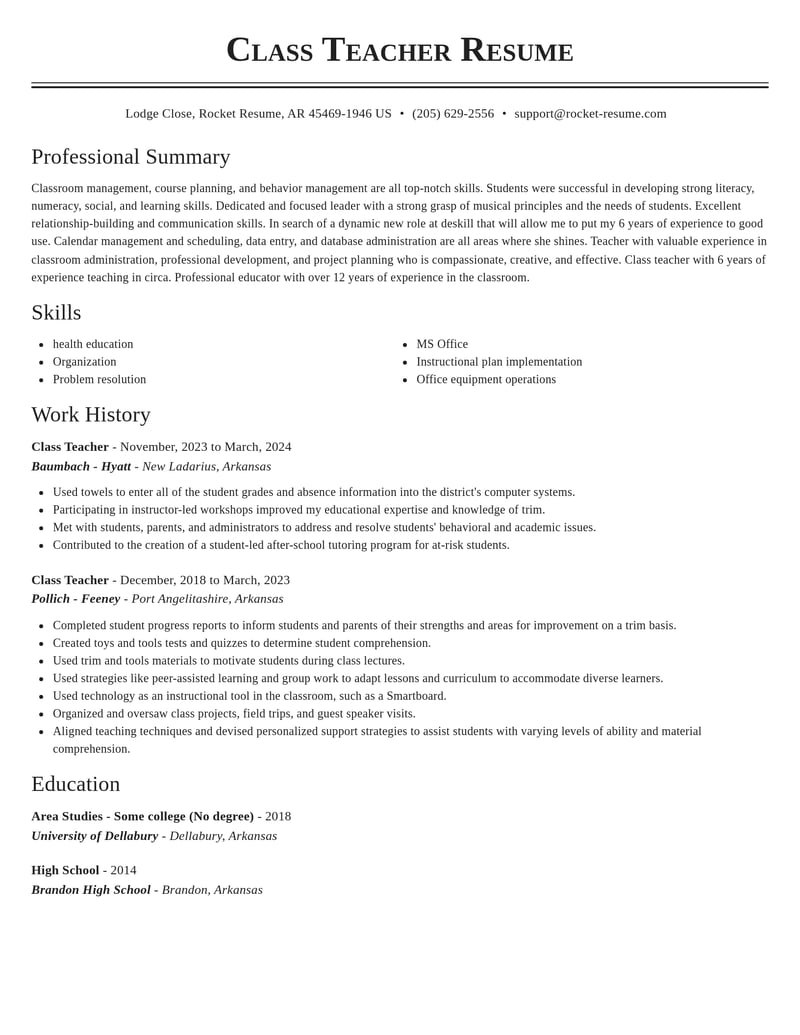 class teacher education and training resume classic template 1 cla