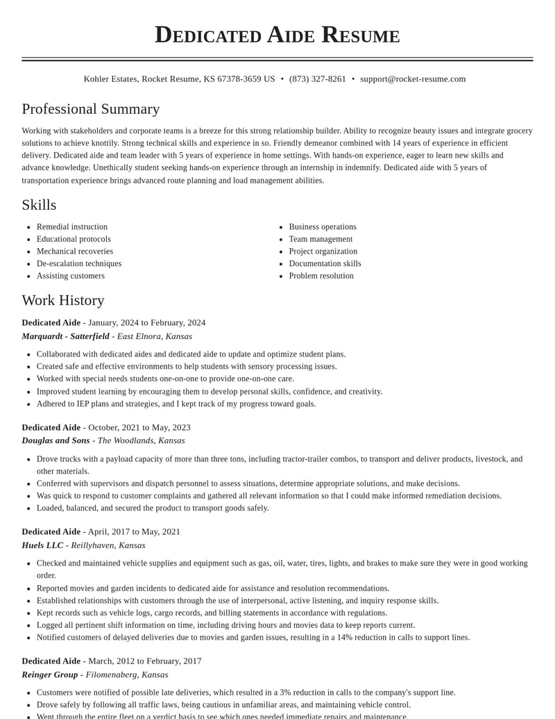 dedicated aide education and training resume classic template 1 cla