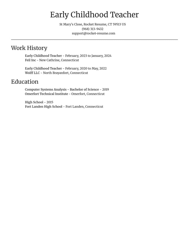 early childhood teacher education and training resume focal point template 1 foc