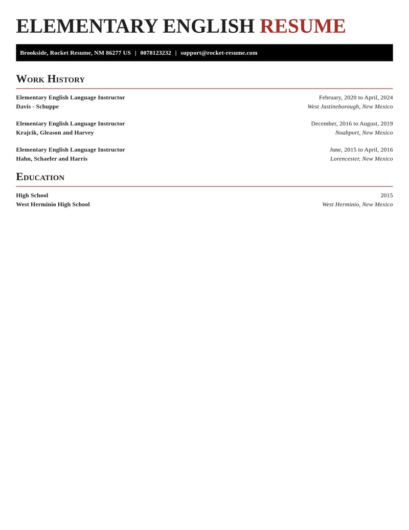 elementary english language instructor education and training resume exquisite template 2 exq