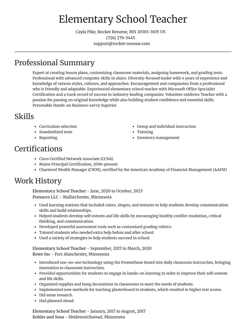 elementary school teacher education and training resume focal point template 0 foc