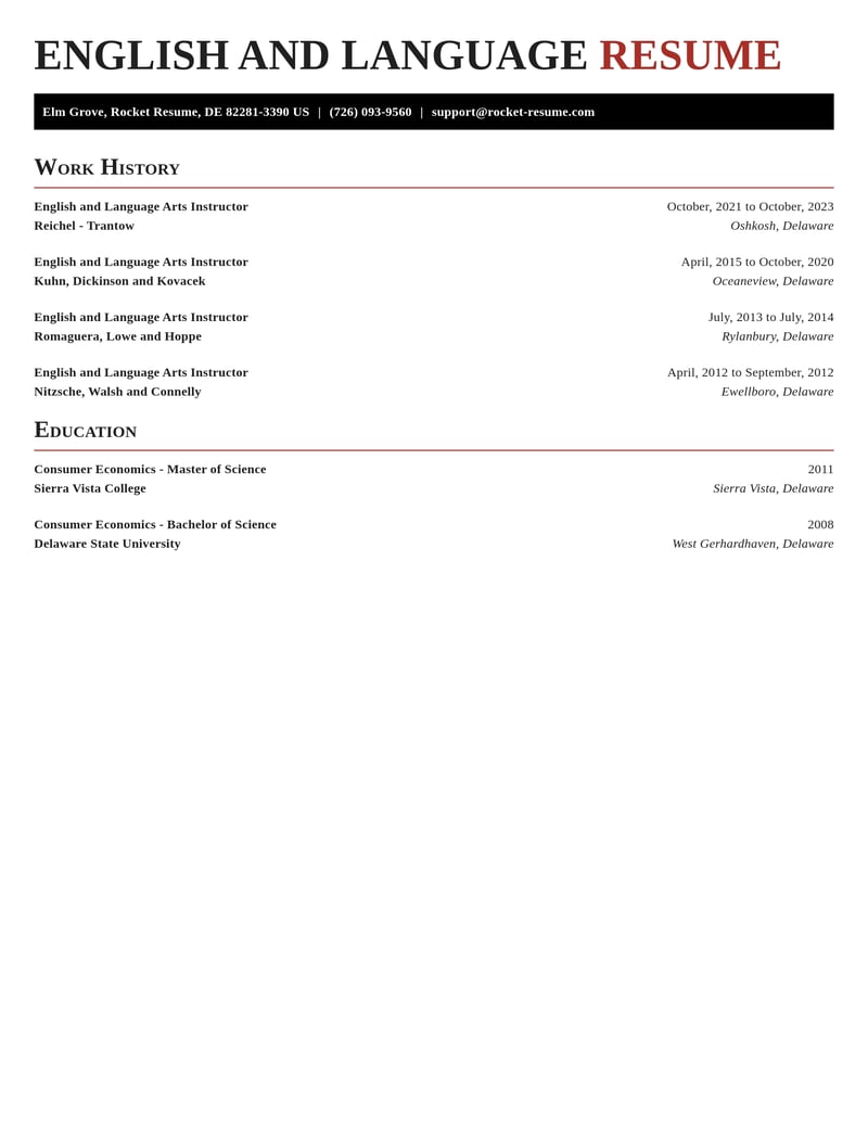english and language arts instructor education and training resume exquisite template 0 exq