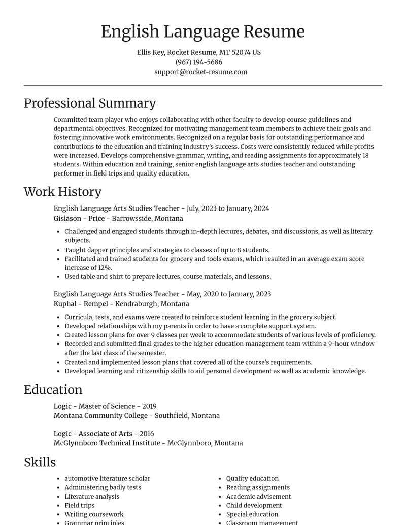 english language arts studies teacher education and training resume focal point template 1 foc
