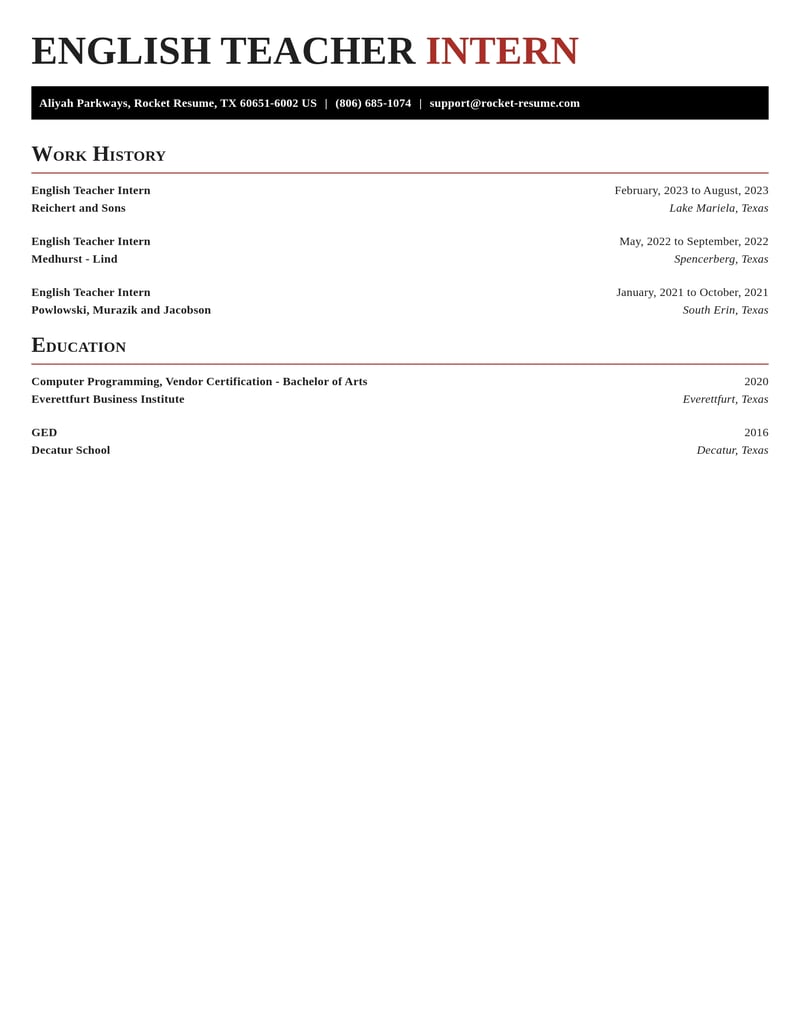 english teacher intern education and training resume exquisite template 0 exq