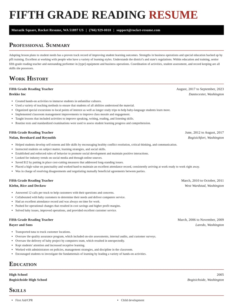 fifth grade reading teacher education and training resume exquisite template 2 exq