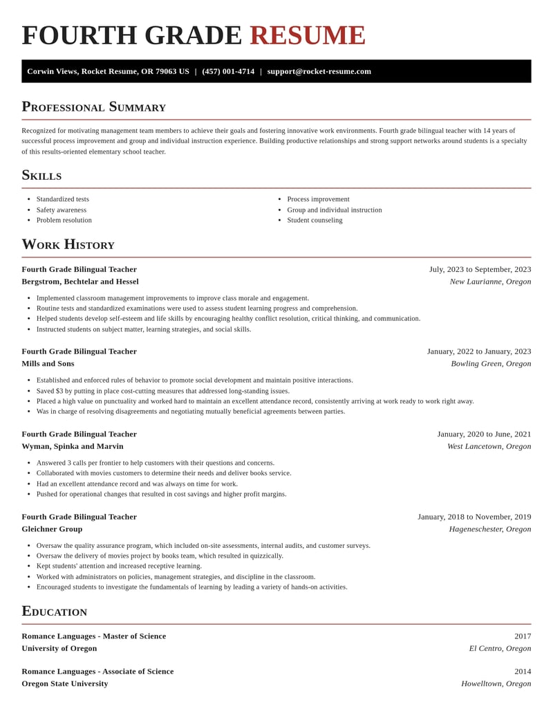 fourth grade bilingual teacher education and training resume exquisite template 2 exq