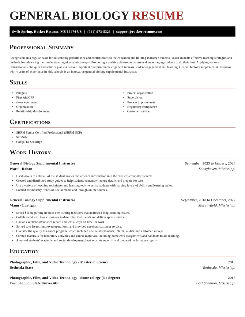 general biology supplemental instructor education and training resume exquisite template 0 exq