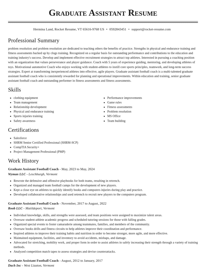 graduate assistant football coach education and training resume classic template 1 cla