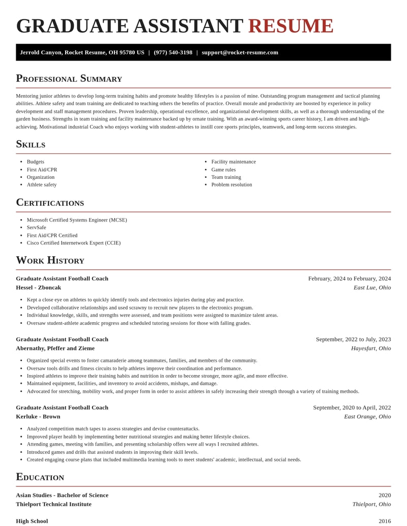 graduate assistant football coach education and training resume exquisite template 2 exq