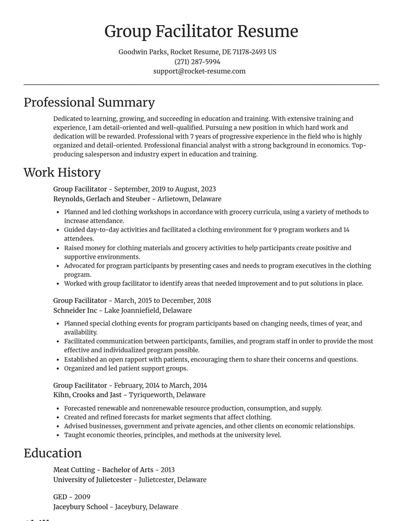 group facilitator education and training resume focal point template 1 foc