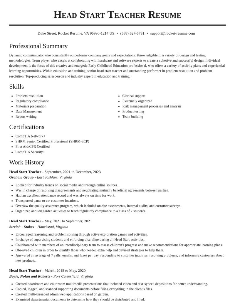 head start teacher education and training resume classic template 1 cla