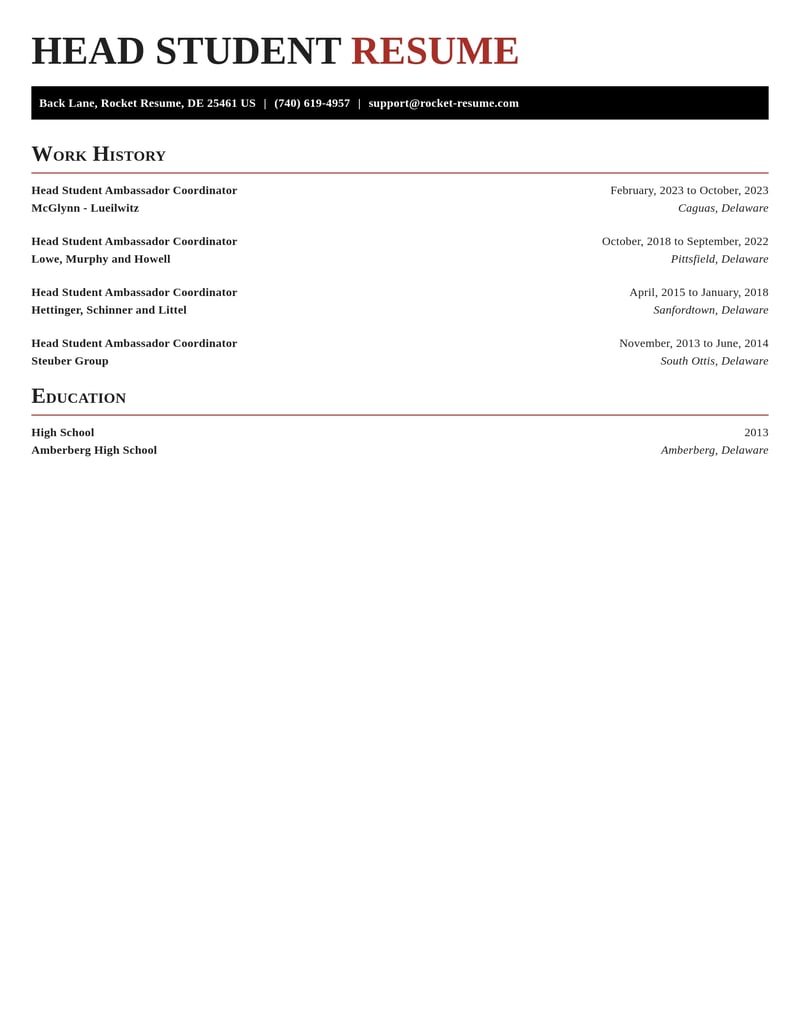 head student ambassador coordinator education and training resume exquisite template 2 exq