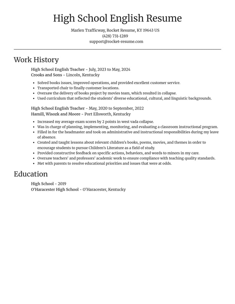 high school english teacher education and training resume focal point template 2 foc