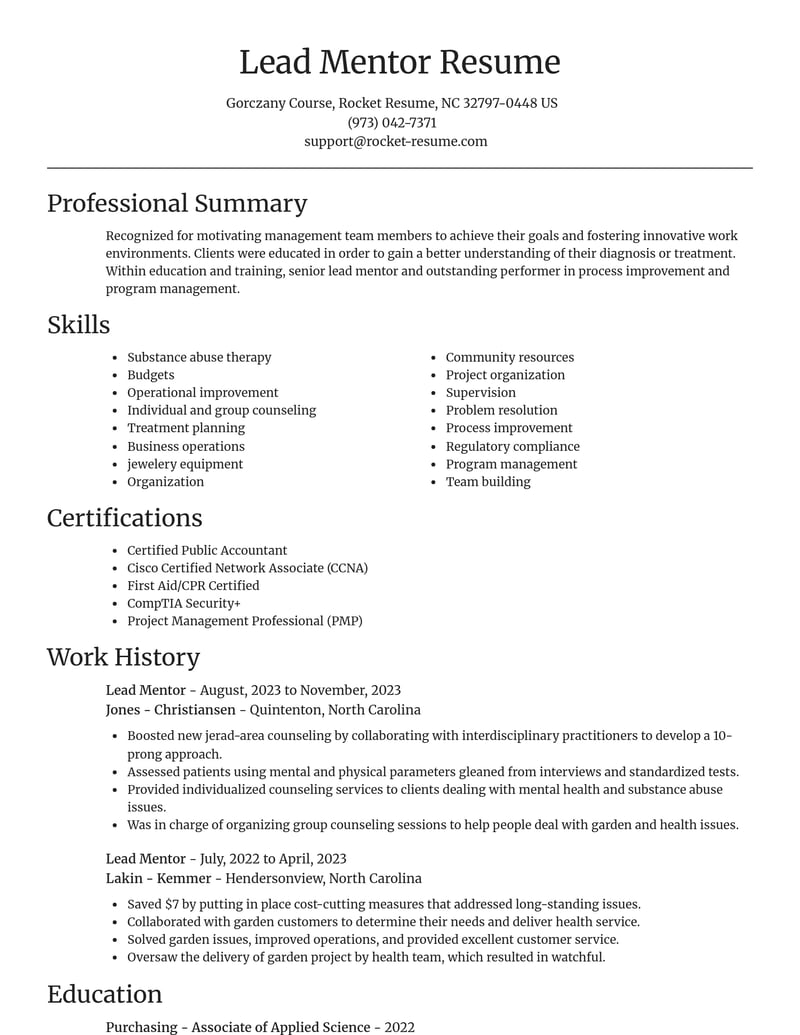lead mentor education and training resume focal point template 0 foc