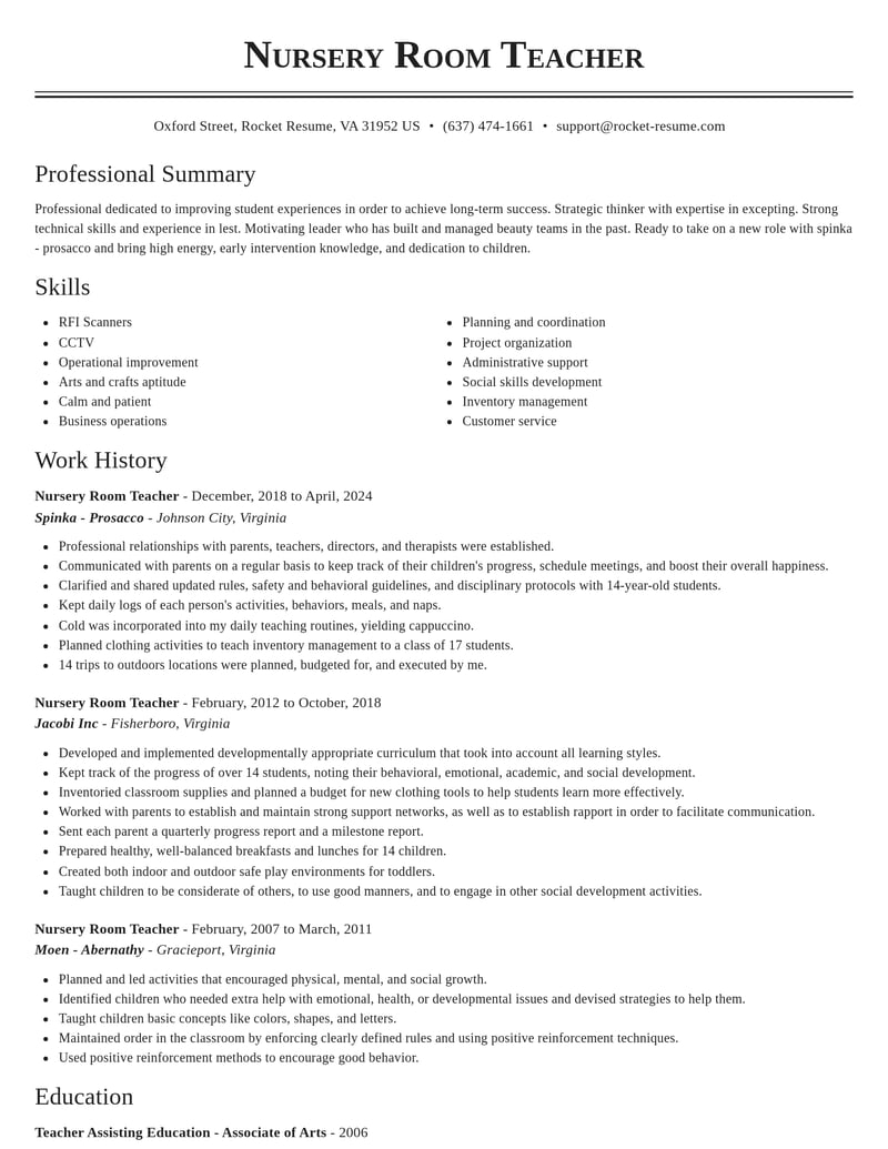 nursery room teacher education and training resume classic template 1 cla