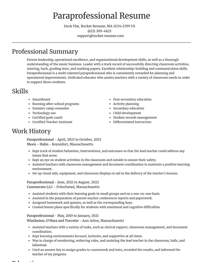 paraprofessional education and training resume focal point template 2 foc