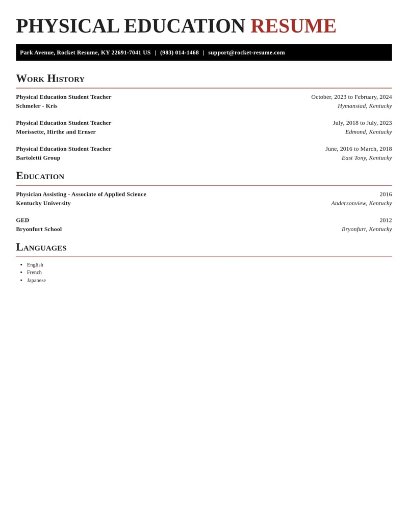 physical education student teacher education and training resume exquisite template 0 exq