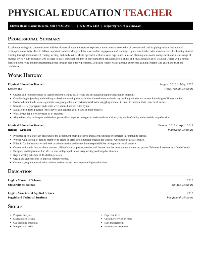 physical education teacher education and training resume exquisite template 0 exq