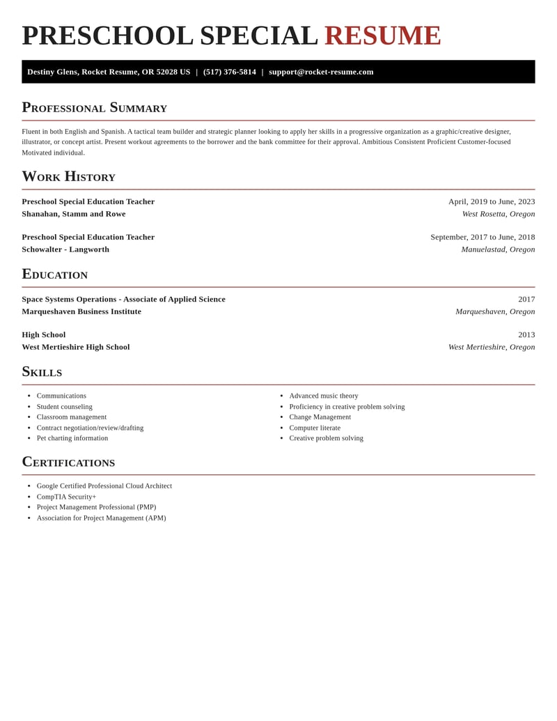 preschool special education teacher education and training resume exquisite template 1 exq