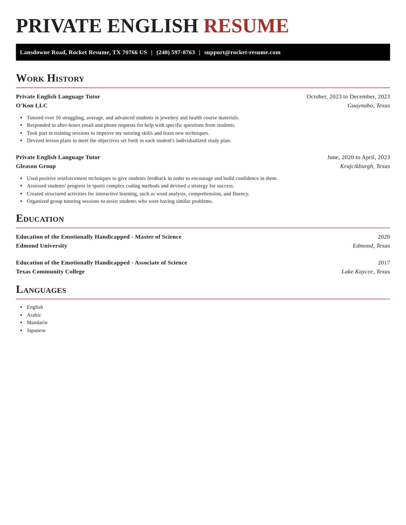 private english language tutor education and training resume exquisite template 2 exq
