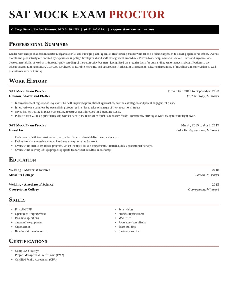 sat mock exam proctor education and training resume exquisite template 0 exq