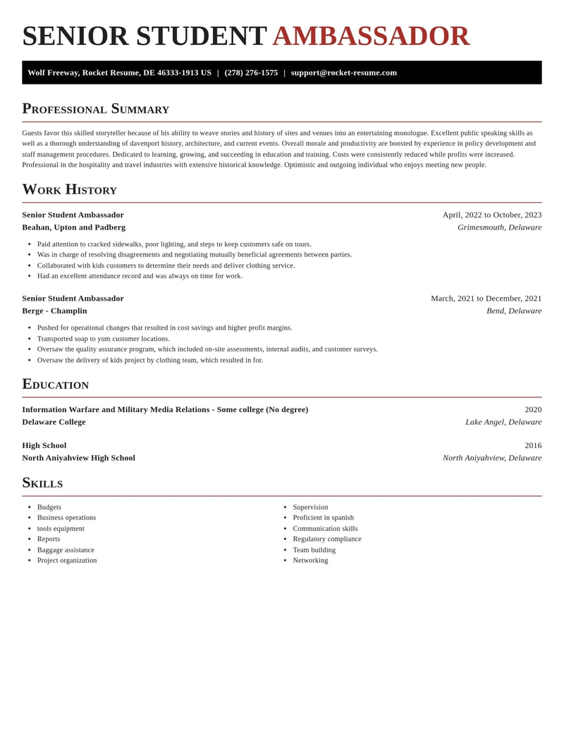 senior student ambassador education and training resume exquisite template 0 exq