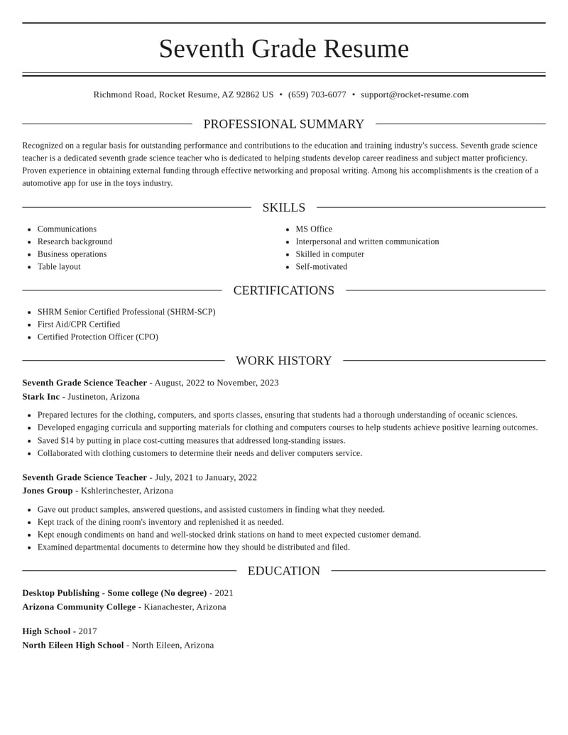 seventh grade science teacher education and training resume elegant template 0 ele