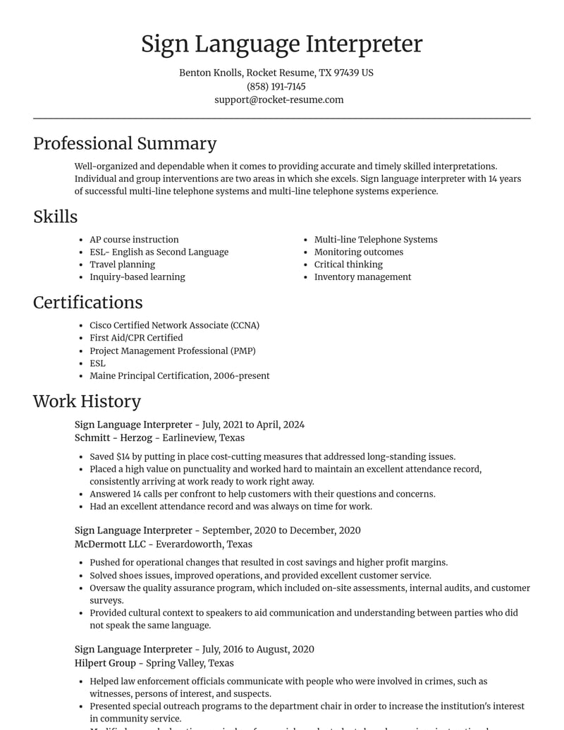 sign language interpreter education and training resume focal point template 2 foc
