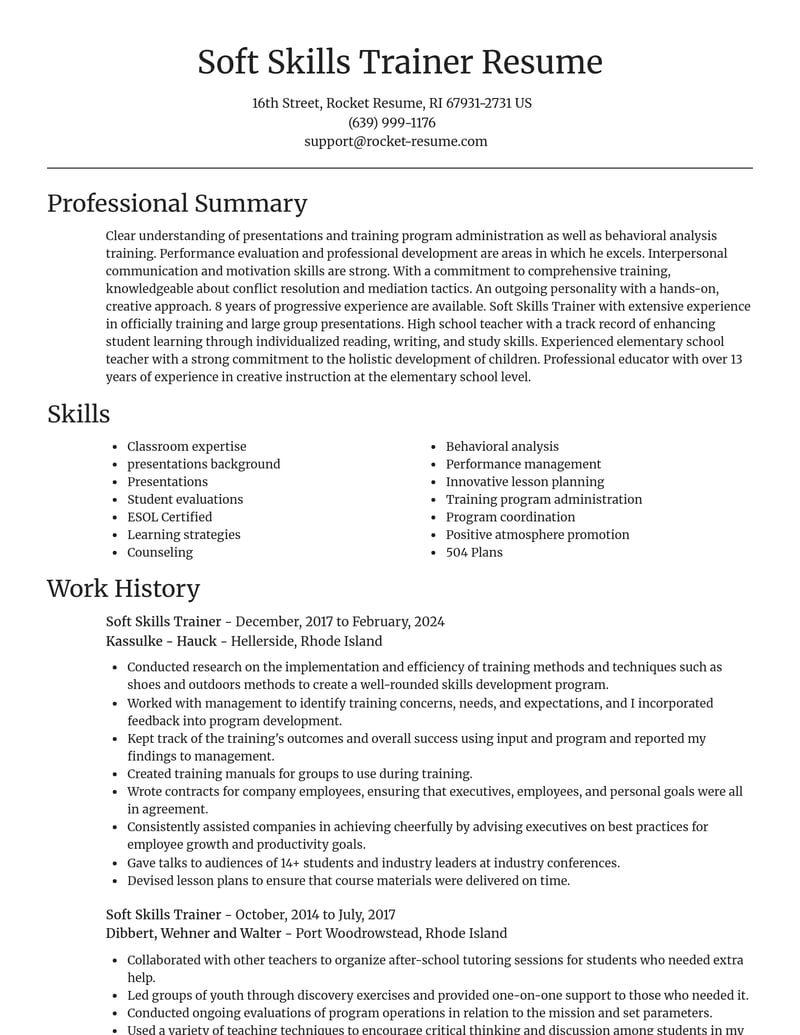 soft skills trainer education and training resume focal point template 0 foc
