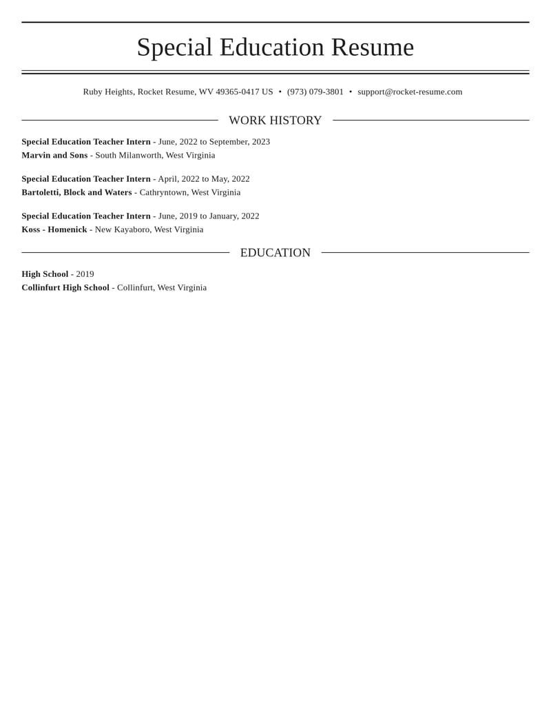 special education teacher intern education and training resume elegant template 0 ele